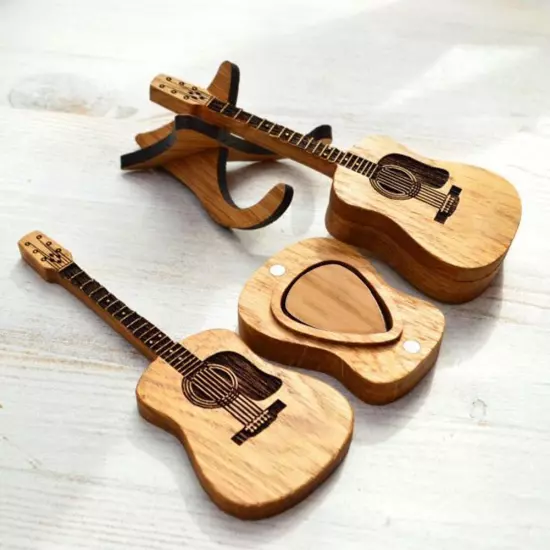 Guitar Pick Wooden Guitar Picks Holder Guitar Pick Case Box Portable Gifts