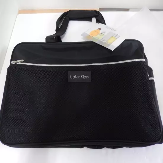 NIB Tags 2001 Calvin Klein Black Nylon Mesh Duffel Travel Carry on Bag 20x12x9