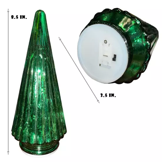 Christmas Mercury Pleated Glass Tabletop Light Up Tree Figurine Table Lamp Decor