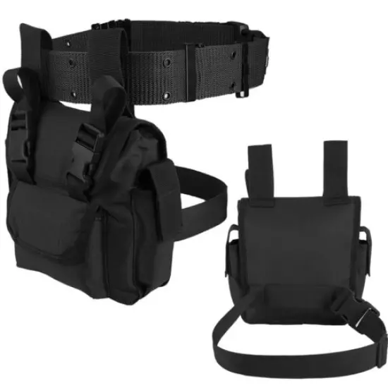 Black Tactical Drop Leg Thigh Bag Waist Belt Fanny Pack Accessories Pouch Hiking