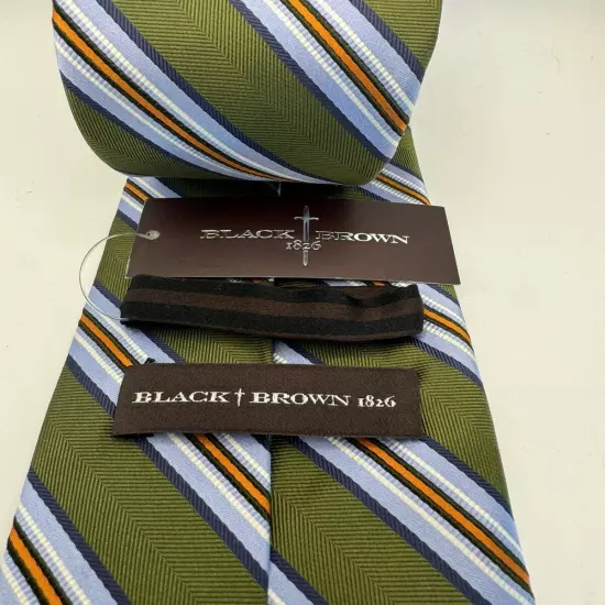 NEW Black Brown 1826 Green Blue Orange Stripes Silk Necktie