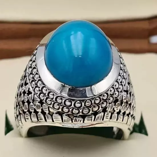 Old Mine Feroza Ring - Natural Turquoise Stone in Stunning Robin Blue Color