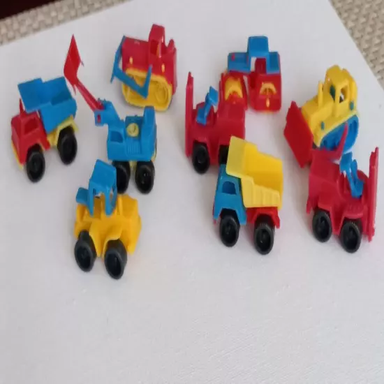 Cake Toppers. Plastic Construction Work Trucks. 8 Piece