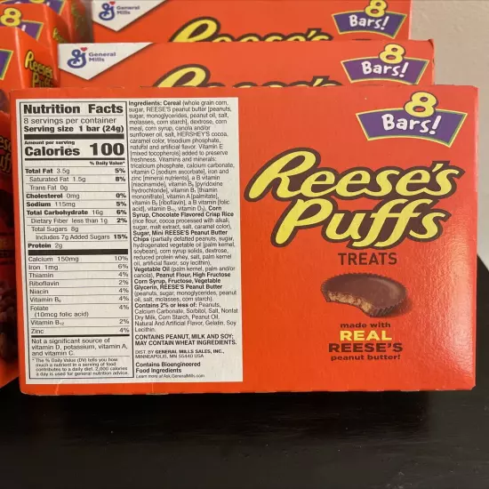 Reese's Puffs Treats Peanut Butter & Cocoa Bars 8 ct, x8 boxes