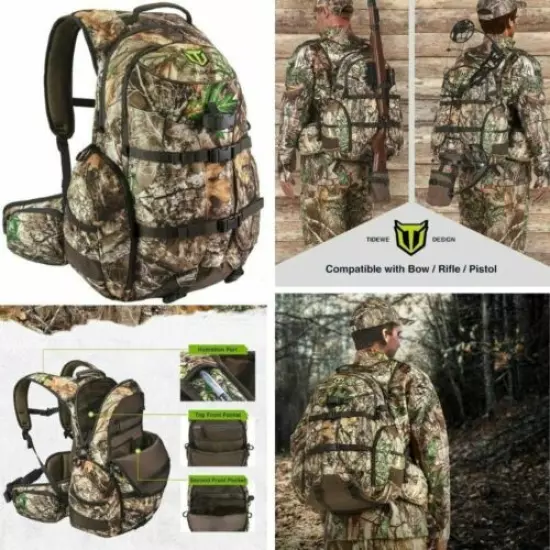 Bow Hunting Back Pack w/ Rain Cover Waterproof Camo Tactical Gear Rifle Gun