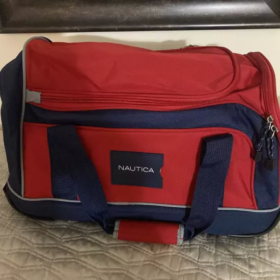 NAUTICA Wheeled Submariner 22 in Duffel Red / Navy Double Handle @