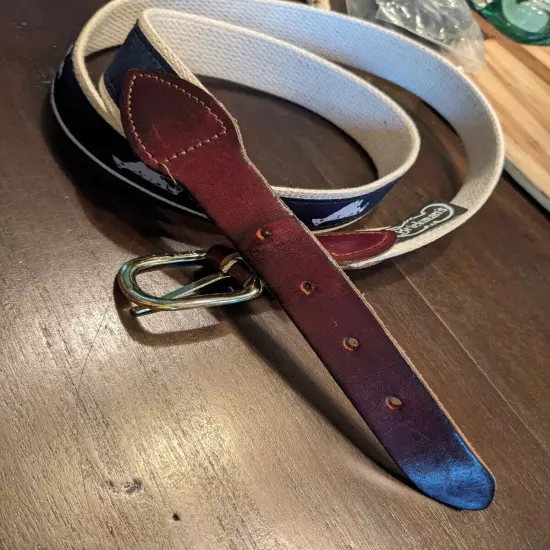 NWT Brickman's Martha's Vineyard Leather End Belt in Natural Size 42