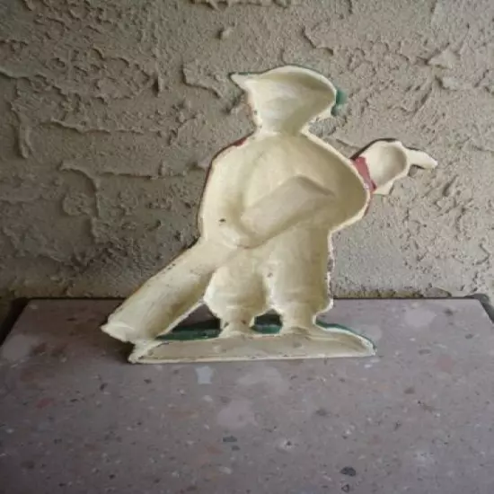 Vintage CAST IRON GOLFER Holding Golf Clubs Door Stop, Book End VGC