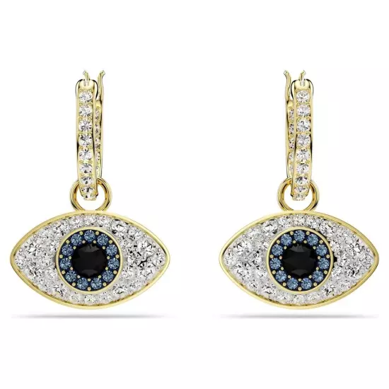 NEW SwarovskiSymbolica Evil Eye Drop Earrings Blue w/Gold-Tone Plate