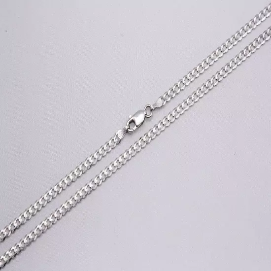 14k Solid White Gold Cuban Link 2mm-8mm Chain Necklace 16"-30"