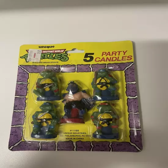 1989 Vintage Teenage Mutant Ninja Turtles 5 Party Candles Factory Sealed