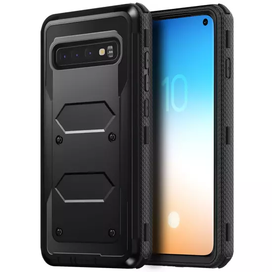 Black For Samsung Galaxy S10 5G/S10 Plus/S10e Dual Layer Case Heavy Duty Cover