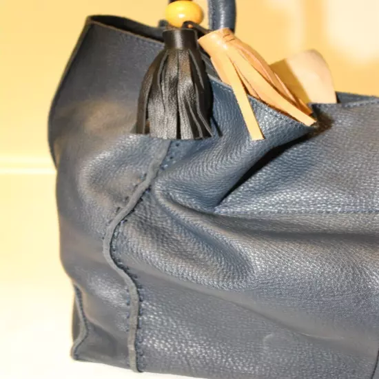 The Sak Los Feliz Large Tote Bag NWD Indigo Blue Unlined Leather Shoulder Purse