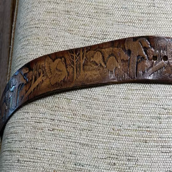 TURKEY WESTERN GOBBLER Genuine Top Grain Leather BELT 38-40 Large HARD TO FIND