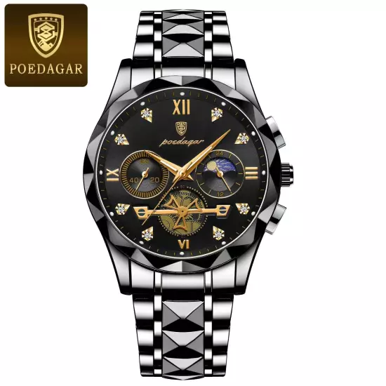 POEDAGAR Luxury Man Wristwatch Waterproof Luminous Best Gift For Men