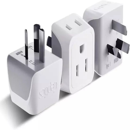 Ceptics US to Australia , China, New Zealand Power Adapter, 2 in 1 Type I 3 Pac