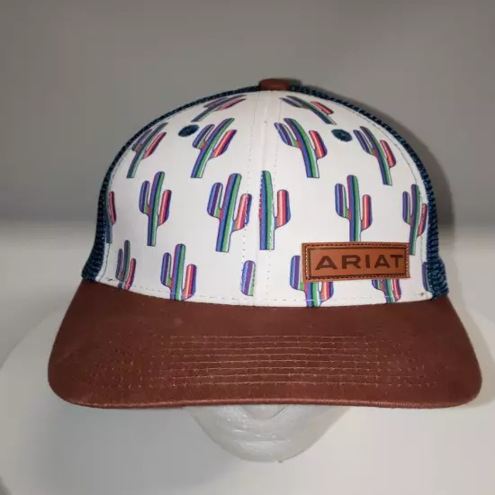 Ariat Snapback Hat Cactus Print Adjustable (White/Blue, One Size)