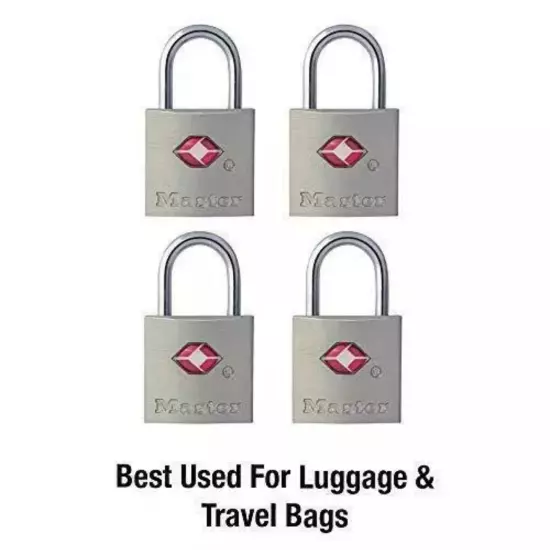 Set Of 4 007 Master Lock TSA Approved XFG Luggage Locks With Keys. Keyed Alike