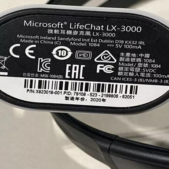 Microsoft LifeChat LX-3000 Headset Model 1084 - Lightly Used