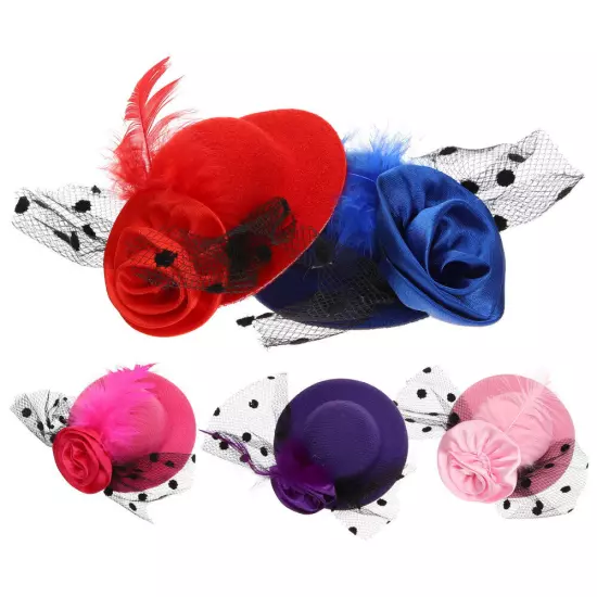 6PCS Mini Tea Party Hats DIY Colorful Hair Accessories Doll Dress up Tops Hats