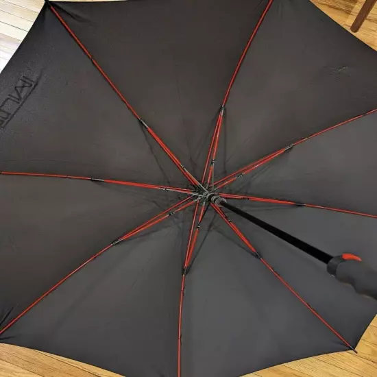 Tumi Black Stick Umbrella w/Red Logo & Protective Sleeve Cover New With Tags