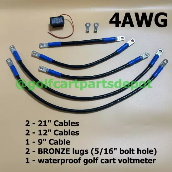 4 Awg Club Car Precedent Golf Cart Battery Cable Set 4 Awg 8 VOLT 2004-UP BLACK