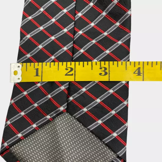 George Red Black Geometric Chain Link Silk Tie Men's 3.5" x 59"