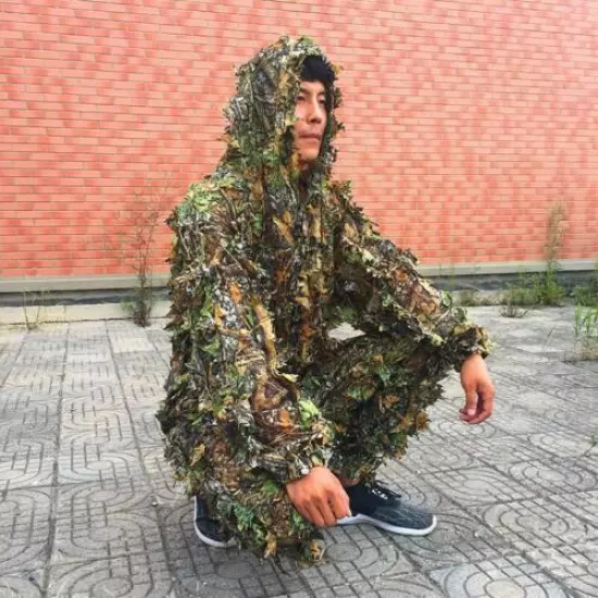 3D Leaves Camouflage Hunting Clothing Ghillie Suit Spring Autumn Bird Watching