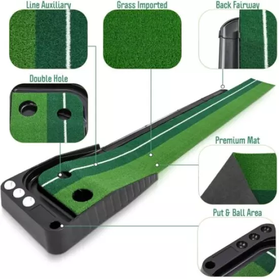 Indoor Golf Putting Green Portable Mat with Auto Ball Return Mini Golf Practice