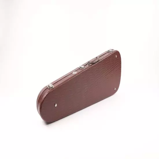 Teardrop Brown Leather Case with Brown Plush Lining for Strat/Tele Styles