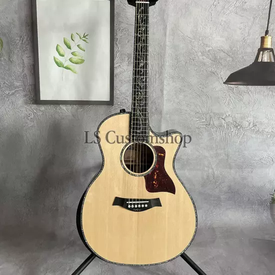 Solid Spruce Top PS14 Electric Acoustic Guitar Flower Inlay Rosewood Fretboard