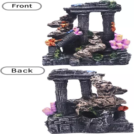 Aquarium Decorations Roman Columns with Coral Reef Fish Tank Ornaments 