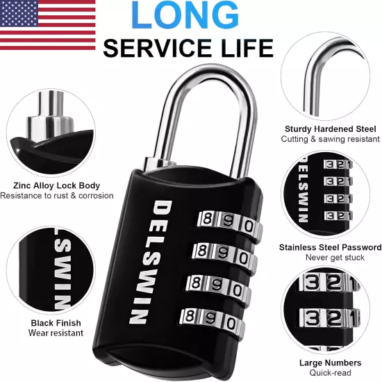 Small Combination Lock for Locker, 4-Digit Mini Combo Lock for Backpack