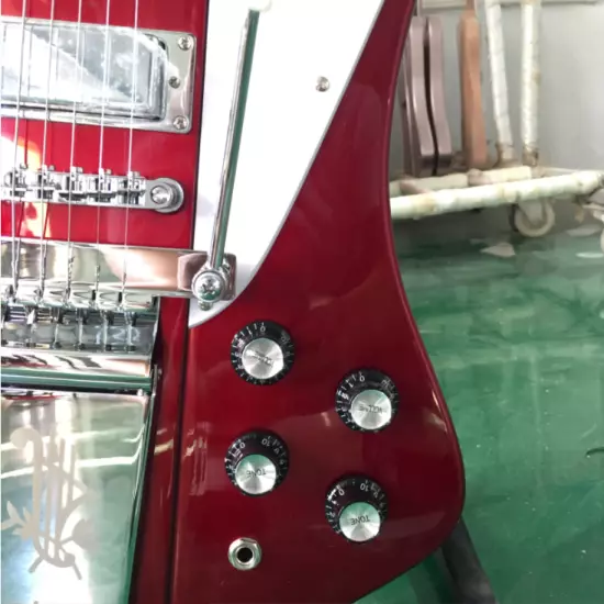 Custom Firebird Electric Guitar Red Mini Pickups Jazz Chrome Hardware Guitar