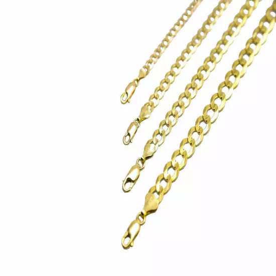 14k Solid Yellow Gold Cuban Link 3.5mm-12mm Chain Necklace Bracelet 7"-30"