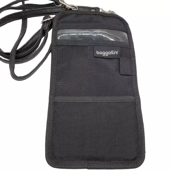 Baggallini Black Nylon Neck Strap Passport Holder Travel Bag Money Organizer