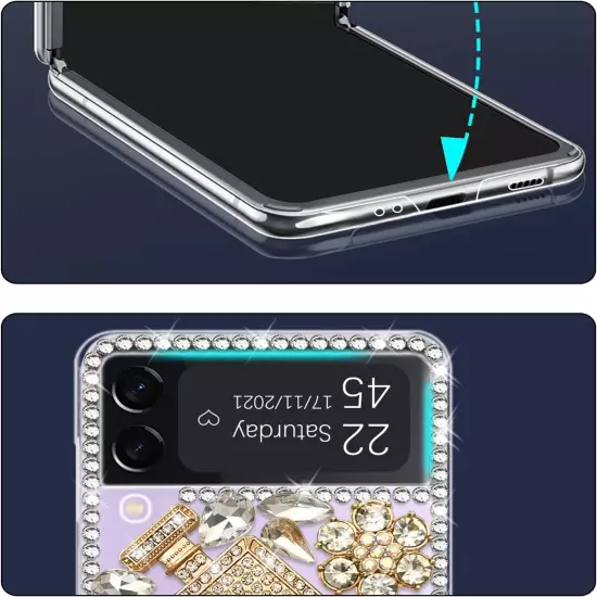 Omio for Samsung Galaxy Z Flip 3 5G Case, 3D Handmade Sparkle Stunning Stones C