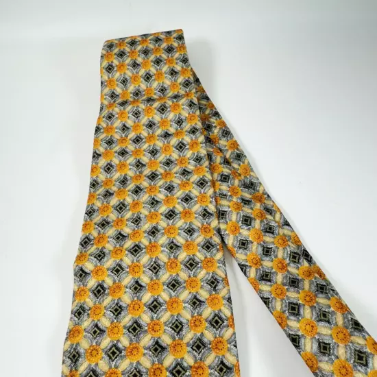 Ermenegildo Zegna Neck Tie Men Blue Yellow Floral Silk Made in Italy