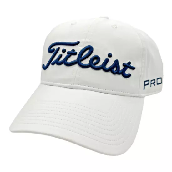 Titleist Tour Peformance Pro V1 Golf Hat Adjustable Cap White with Navy Stitch