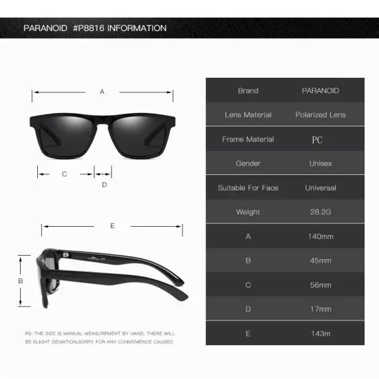 PARANOID Square Sport Polarized Sunglasses for Men Women Outdoor Driving Glasses