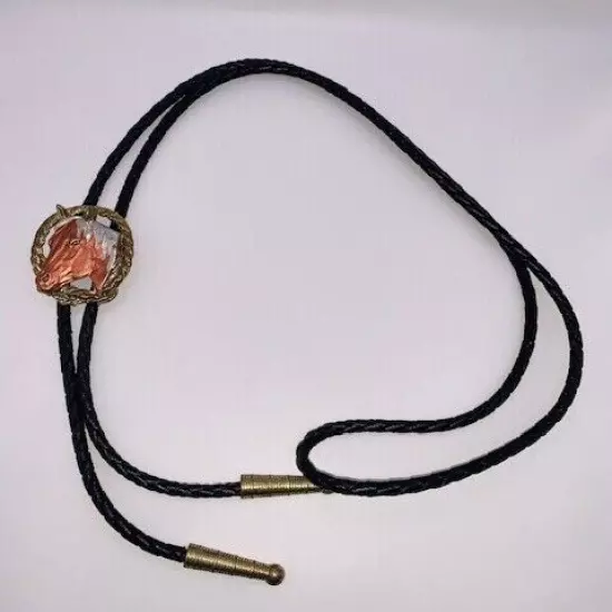 Vintage Country Western Enamel Painted Horse Theme Bolo Tie. Jewelry