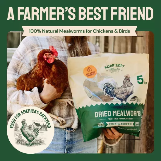 Premium Organic Non-GMO Dried Mealworms for Chickens, Wild Birds for Laying Hens