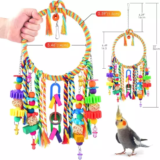 Bird Toys, Bird Swing Toy Bird Perch with Colorful Chewing Toys, Suitable for Lo