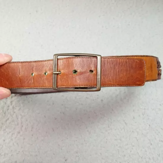 Mens Leather Braided Belt Hand Laced Steerhide Brown Sz 30 Vintage 1.5 in Haiti