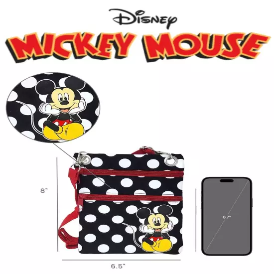 Disney Mickey Mouse Passport Bag Crossbody Purse Travel Black White