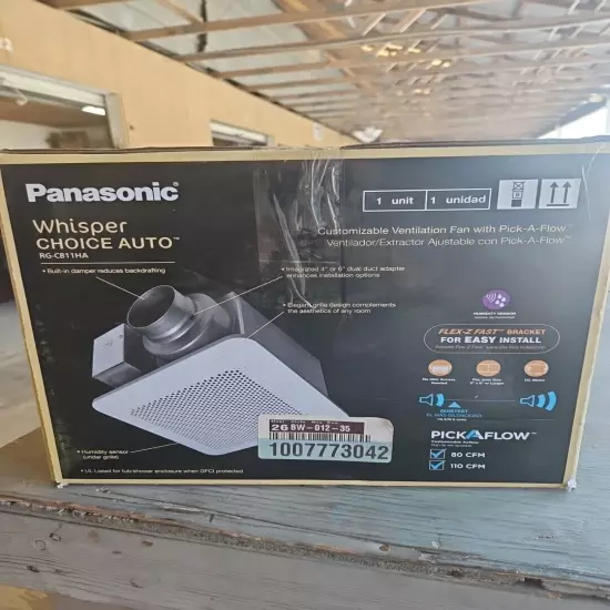 PanasonicRG-C811HA Whisper Choice Auto Pick-A-Flow 80/110 CFM Ceiling Bathroom