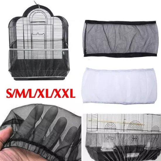 Nylon Pet Bird Cage Cover Seed Catcher Shell Skirt Guard Mesh Net Mesh Tidy Hot