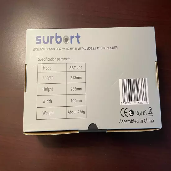 Surbort SBT-J04 Extension Rod For Hand-Held Metal Mobile Holder New in Box!