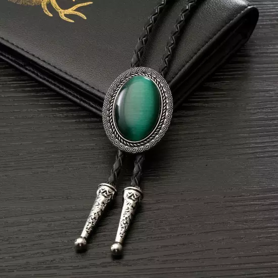 Natural Agate Stone Bolo Tie for men Handmade Oval Shape Western Cowboy Bola tie