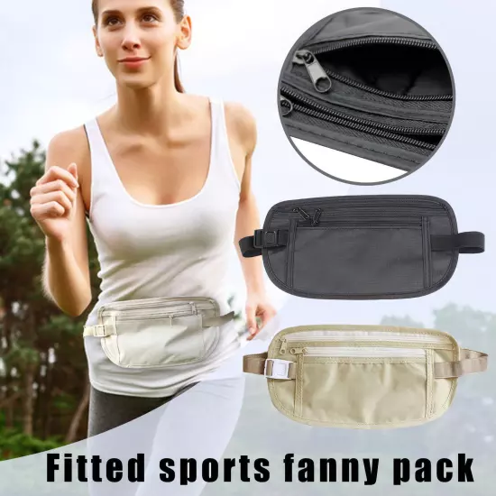 MONEY TRAVEL WAIST BELT ZIPPED PASSPORT WALLET FANNY SECURITY POUCH BUM дг (ι